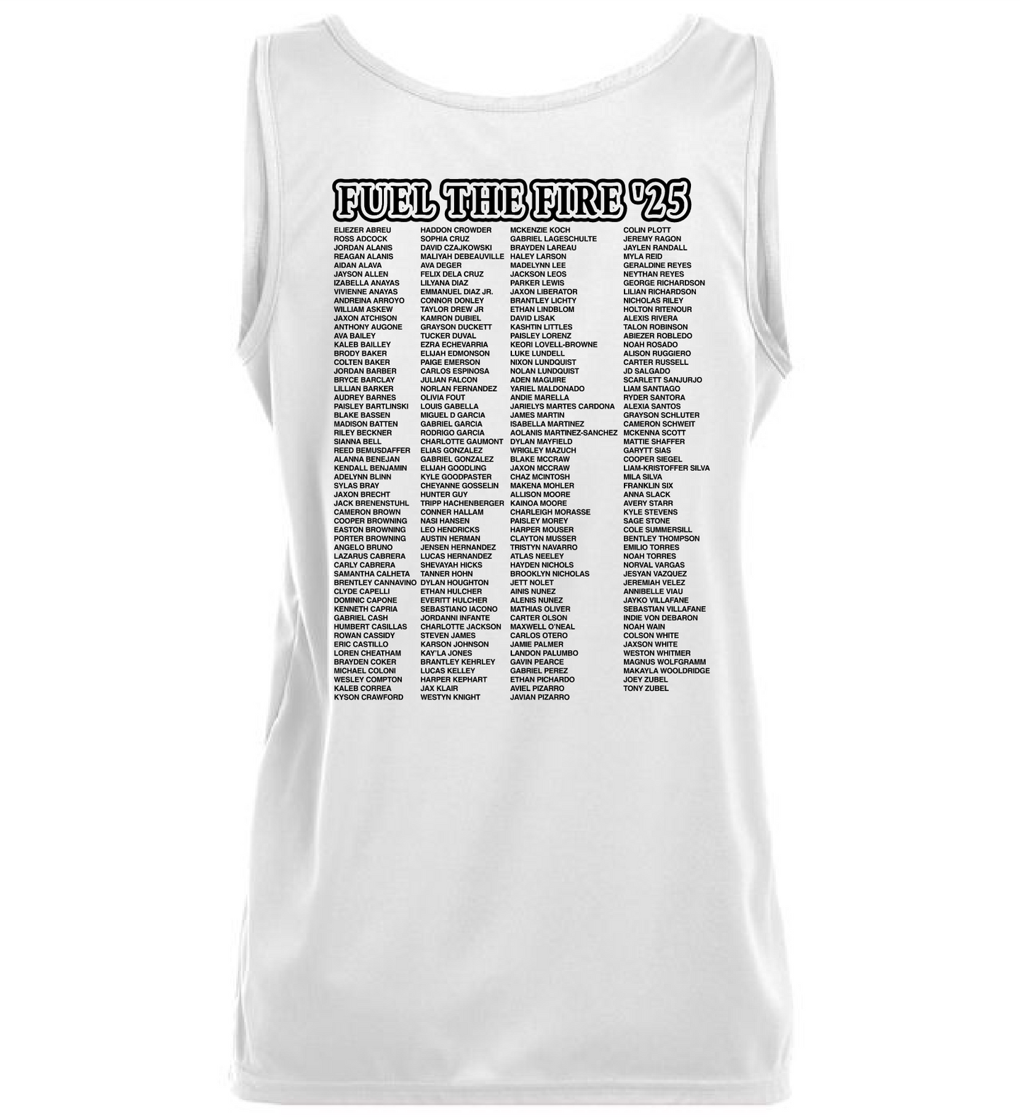 FUEL THE FIRE '25 WVAC Parent Shirt LADIES TANK TOP with Roster back
