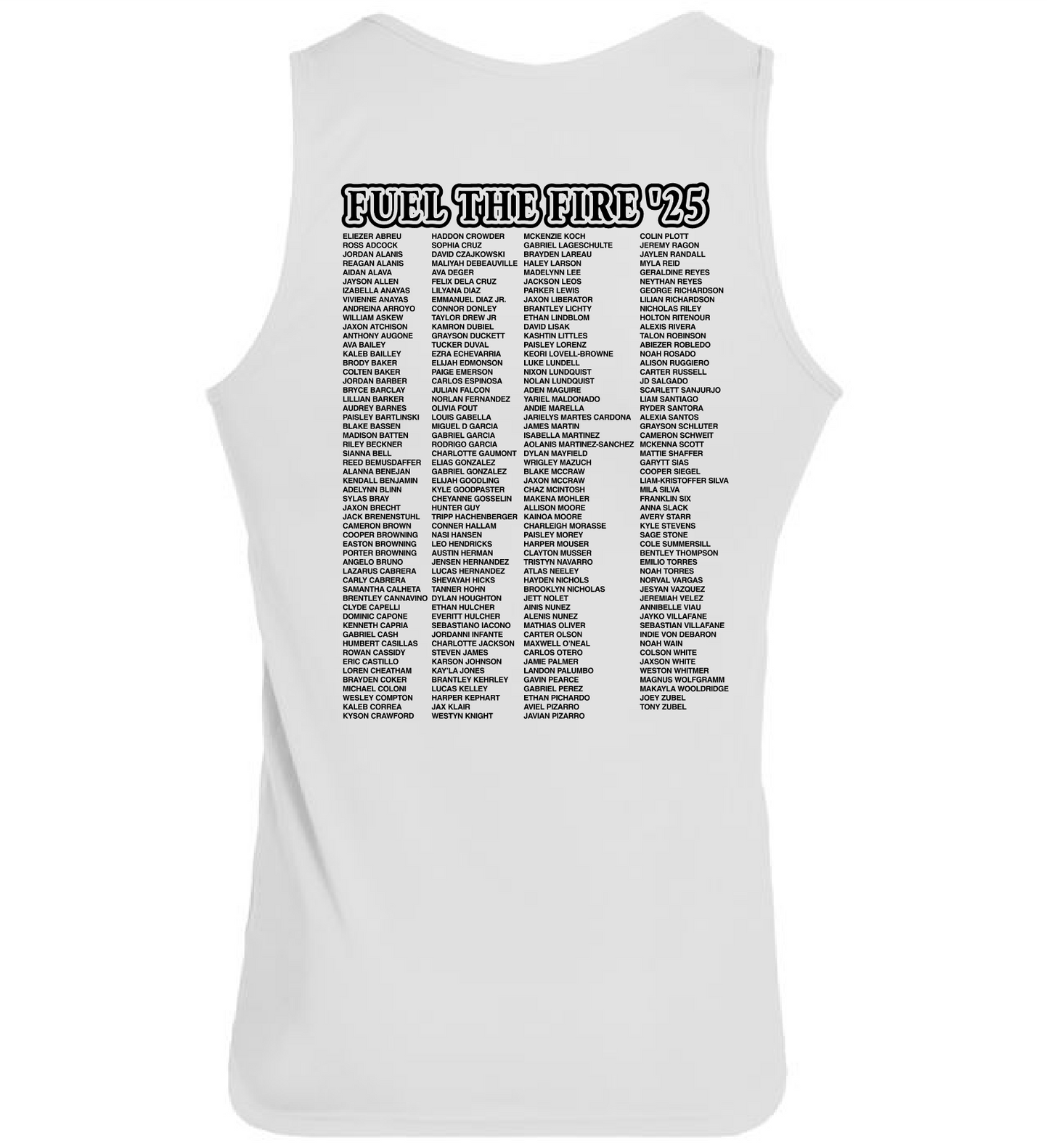 FUEL THE FIRE '25 WVAC  Parent Shirt MEN's TANK TOP with Roster back